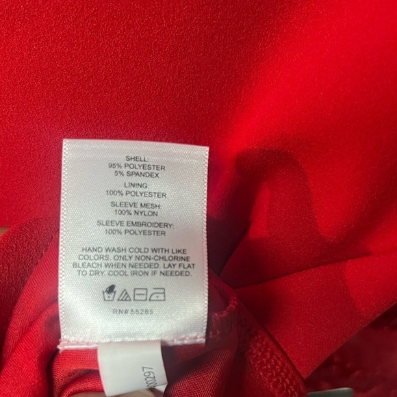 Express Red Bodysuit with Floral Lace Sleeves. Size XS - Picture 5 of 6